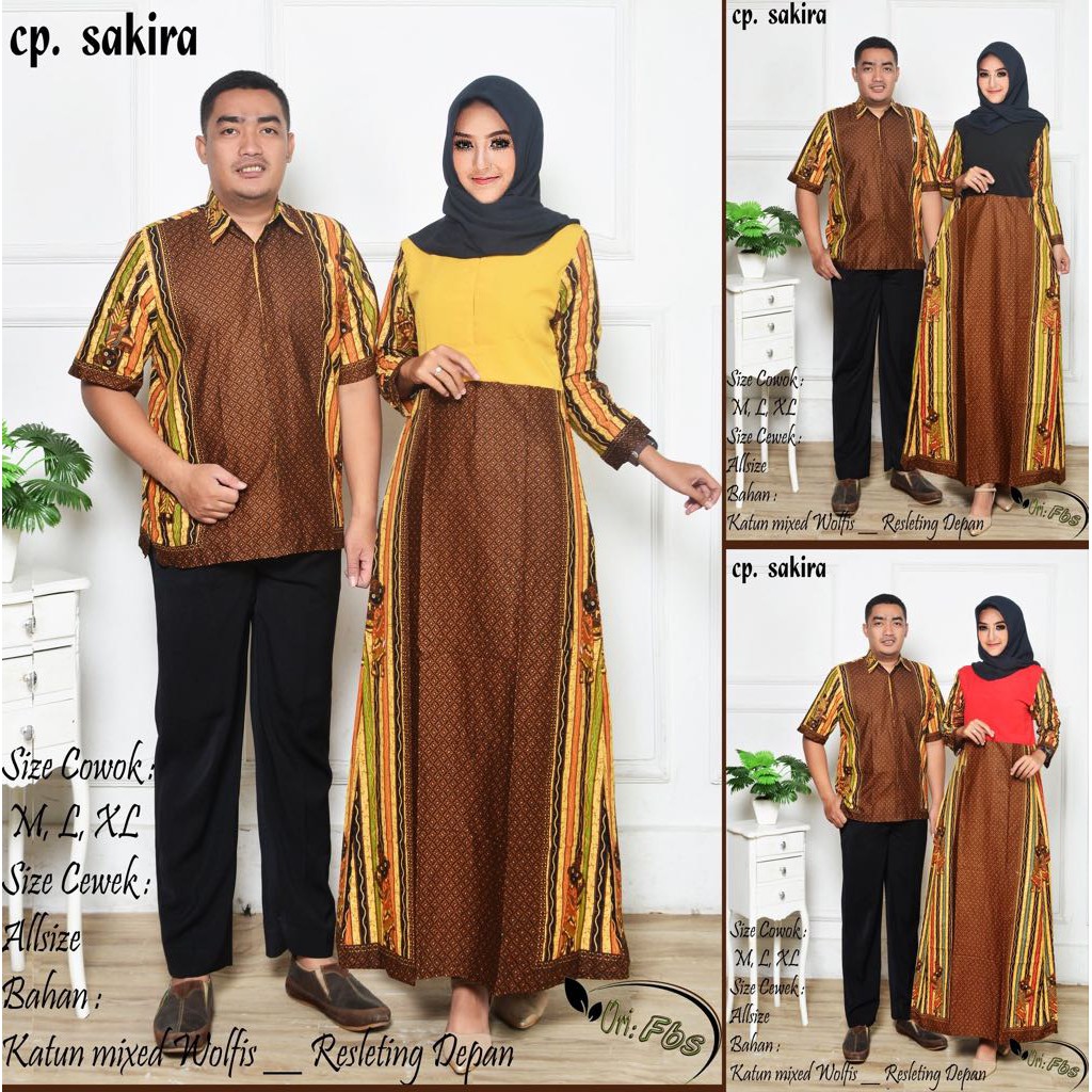 BAJU BATIK COUPLE MODEL GAMIS KATUN WOLFIS TERBARU SAKIRA