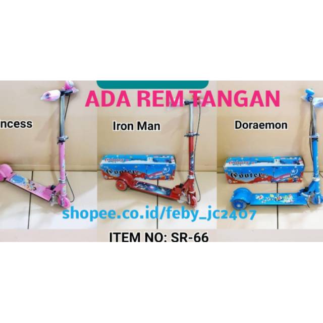 Otopet otoped scooter skuter anak roda 3 ada rem tangan free bel kring