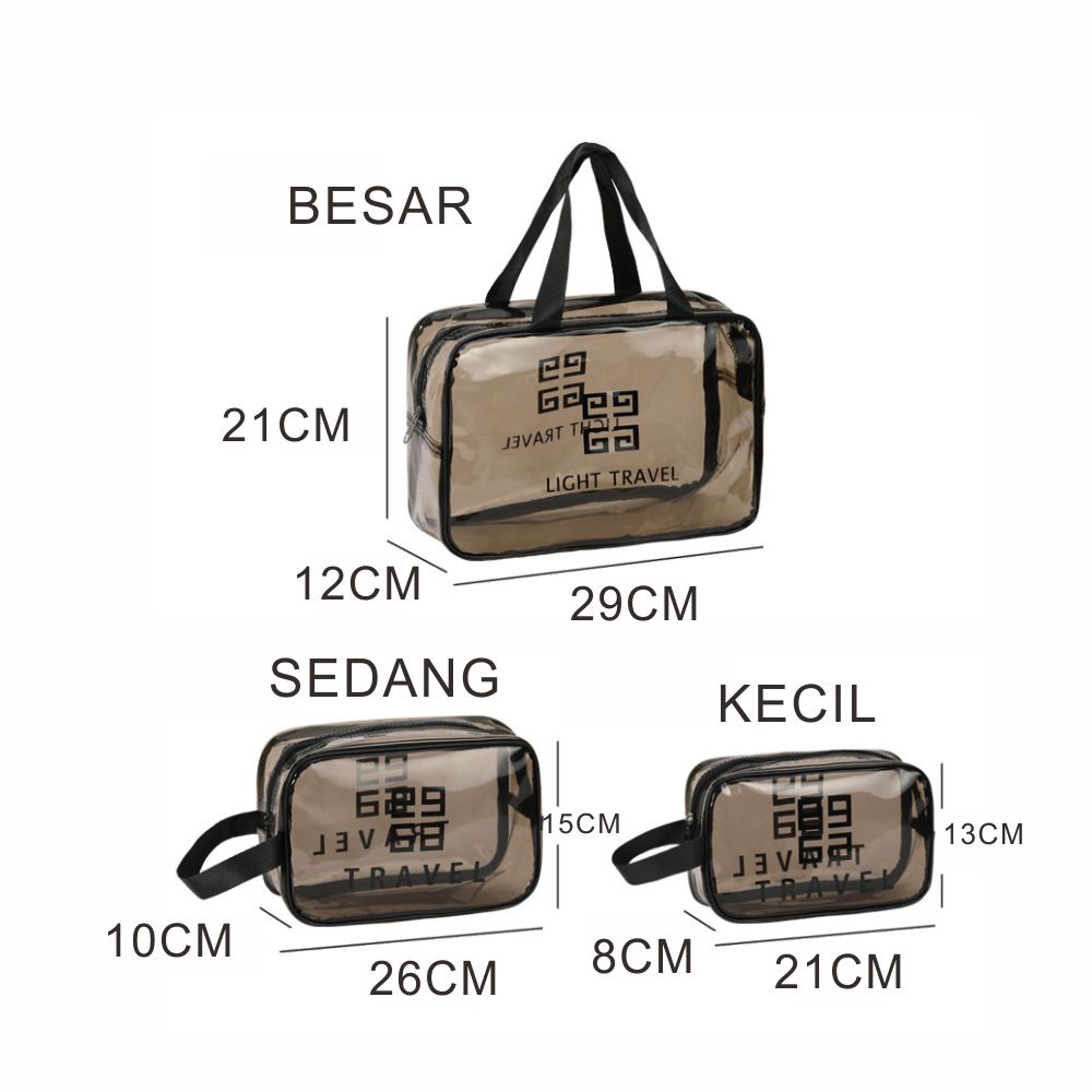 TS14 TAS KOSMETIK TRANSPARANT WATERPROOF TAS TRAVEL SERBAGUNA TAS MAKE UP