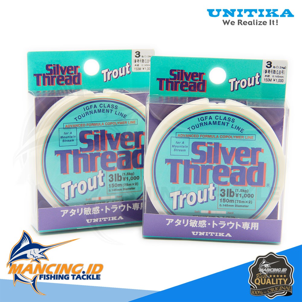 Unitika SILVER THREAD Trout 2-8lb 75M x2 Senar Pancing Benang Nylon
