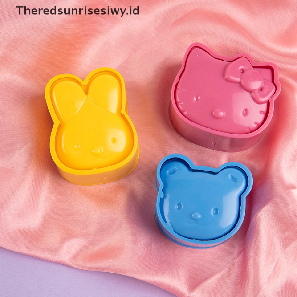 # Alat Rumah Tangga # 3 Pcs Cetakan Nasi Bento Bentuk Kartun Kelinci Kitty Beruang 3D Untuk Dapur