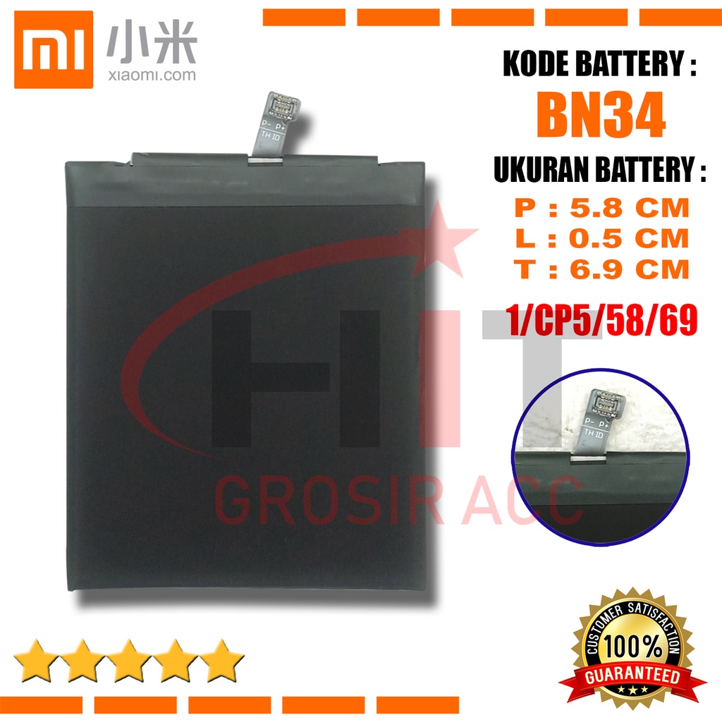 Baterai Battery Original XIAOMI Redmi 5A / Kode BN34