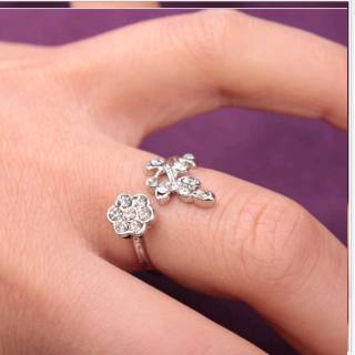 Cincin Daun  Bunga Ring  Gold Silver Emas Murah Mewah Cantik 