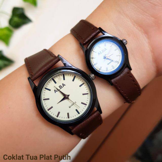 JAM TANGAN PRIA/WANITA ALBA COUPLE BALOK KULIT COD BISA BAYAR DITEMPAT