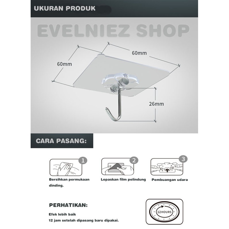 GH-117 Gantungan Tempel isi 6 pcs Gantungan Kait Serbaguna/Hook/Gantungan Tembok