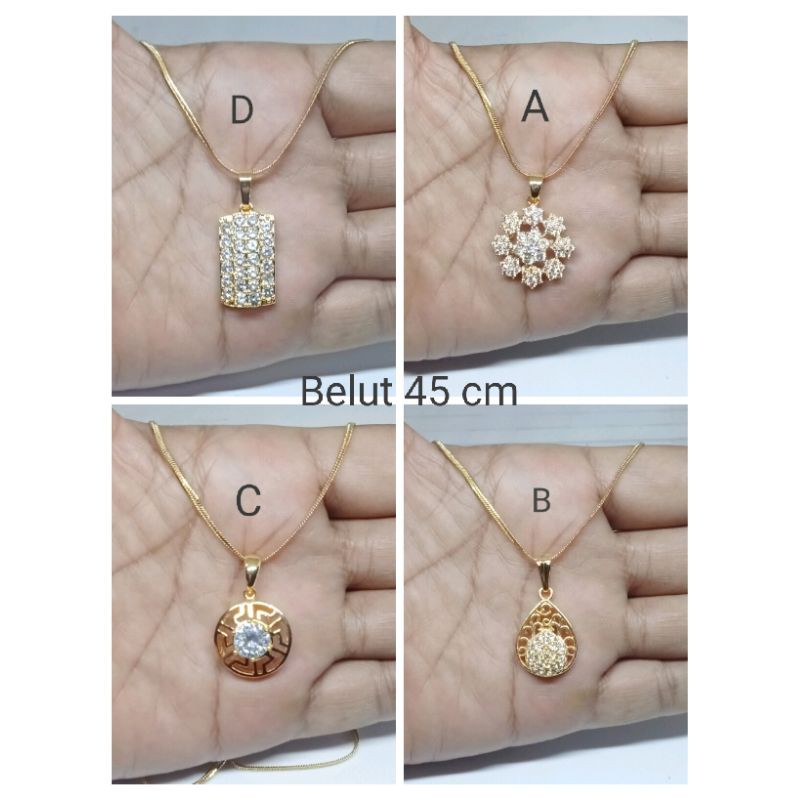 AL56. Kalung xuping wanita lapis emas dgn mata zircon 45 cm