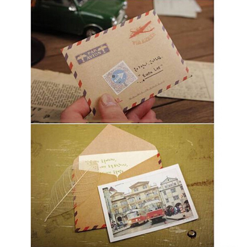 【Theredsunrisesiwy.id】New 10 Sheets Mini Envelope Postcard Letter Stationary Storage Paper Vintage