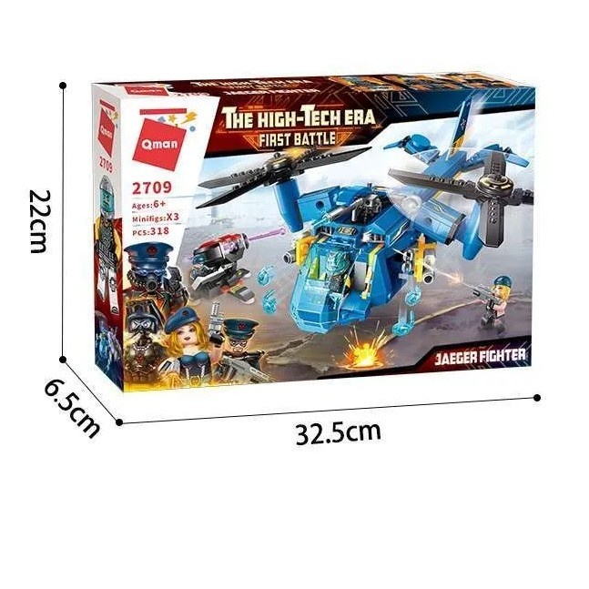 Mainan Bricks Qman High Tech Era First Battle Jaeger Fighter 2709 KP