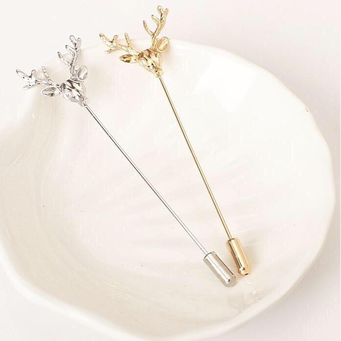 ☛BELIDEH☚ A041 Bros Pin Bentuk Rusa Warna Silver Gaya Punk Antik untuk Pria / Wanita Import Murah-6