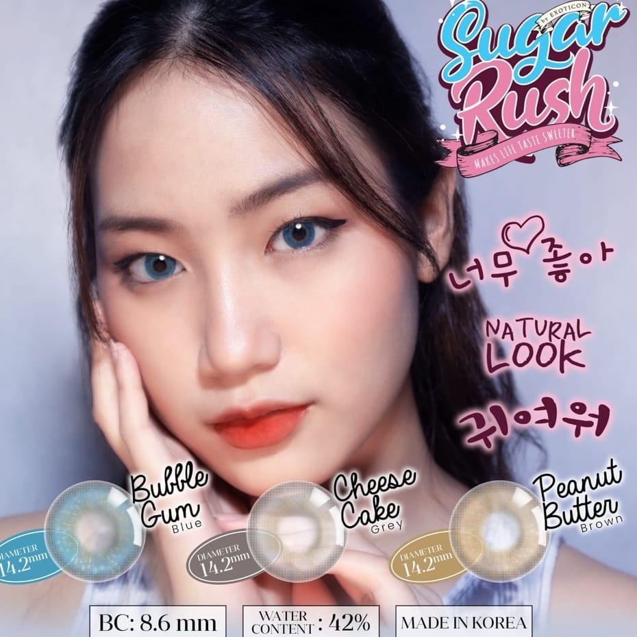 Paket Softlens Sugar Rush by Exoticon 14.2mm (Normal) + Cairan X2 60 ml + Penjepit / pinset softlens