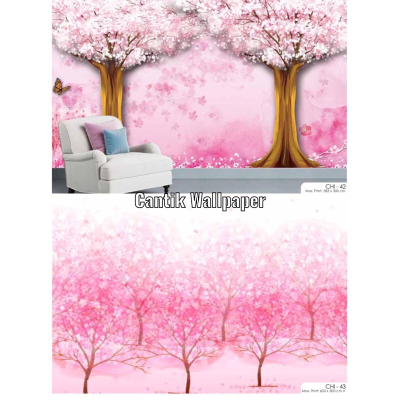 Wallpaper Dinding Custom 3D Bunga sakura set varian