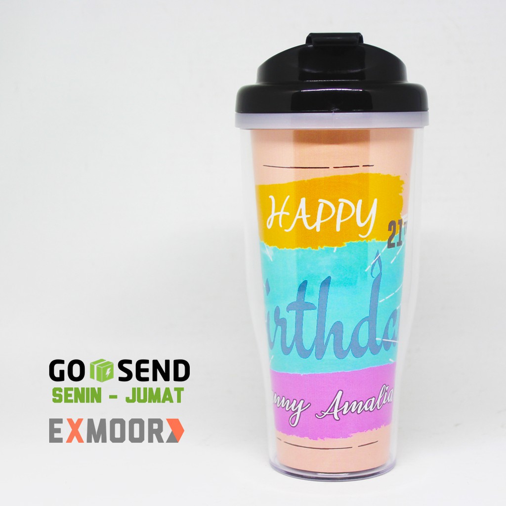 Tumbler Kado Ulang Tahun Splash Watercolor Request Nama