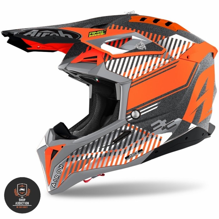 AIROH AVIATOR 3 ORANGE CHROME WHITE | HELM MOTOCROSS | ORIGINAL | SNI