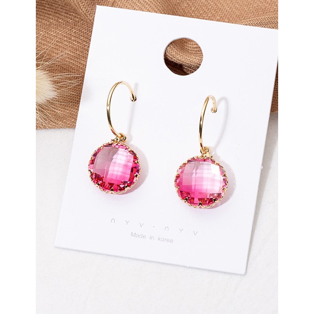 LRC Anting Tusuk Fashion Round Gradient Crystal Earrings F4879X