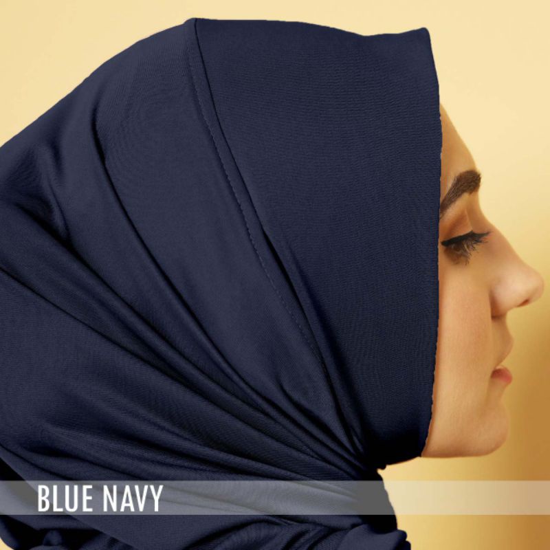 Hijab Sport Jersey Lubang Telinga | Hijab Sport New Normal Series | Hijab Instan |Hijab Olahraga | Kerudung Olahraga | Bergo Instan-Navy
