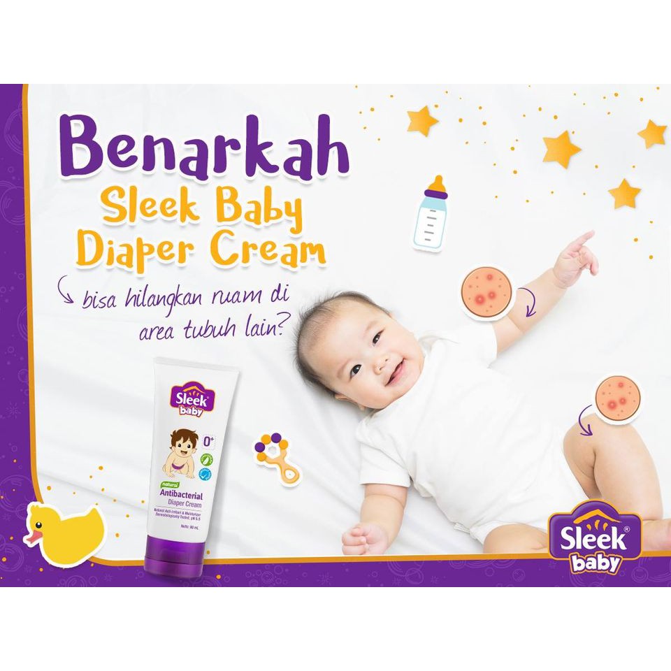 SLEEK Baby Natural Antibacterial DIAPER CREAM 80 ml - Cegah Iritasi &amp; Ruam pada Kulit Bayi