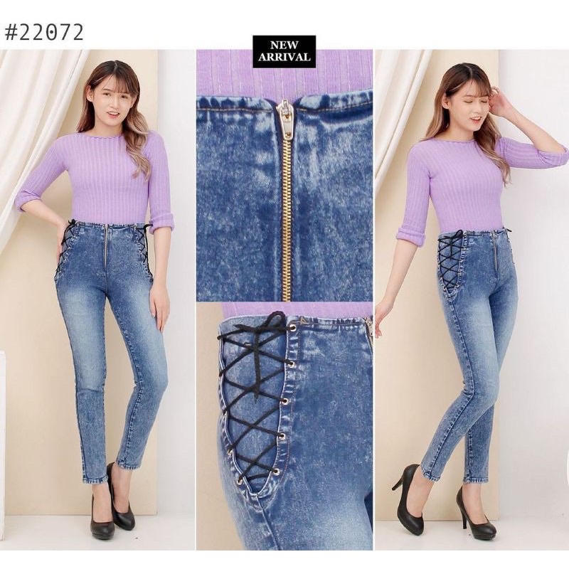 CCJEANS - Highwaist Vexana Skinny Jeans Stretch Slim-fitting Tali Pinggang