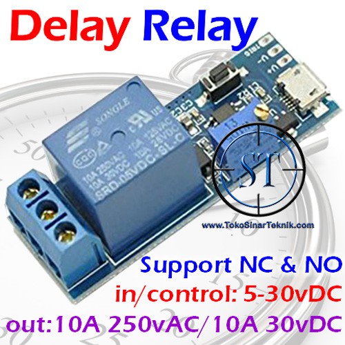 Delay Relay in 5-30v out 10A 250VAC Trigger Timer Switch Control Modul