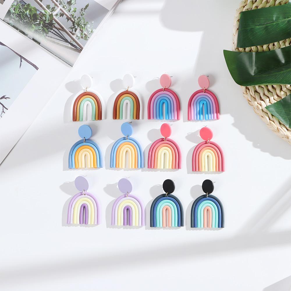 R-flower Menjuntai Drop Earrings Lucu Gradasi Retro Candy Color