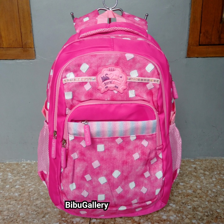 Tas Ransel Sekolah Silver Girl Original Square Shape