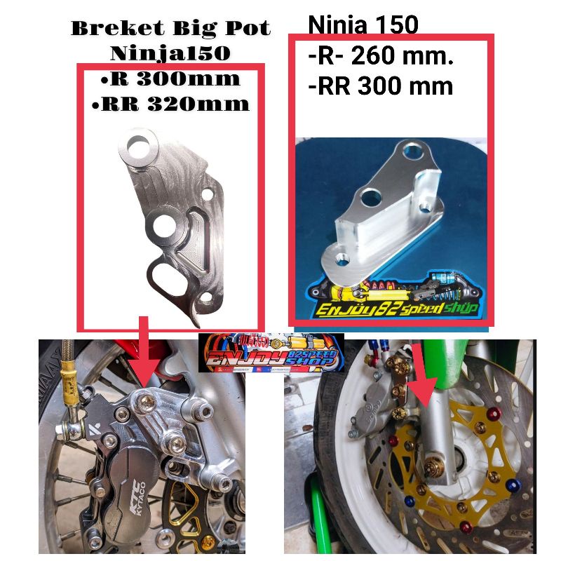 Breket Bracket Kaliper 4P 4 Piston Big pot Axial Ninja 150 R &amp; RR