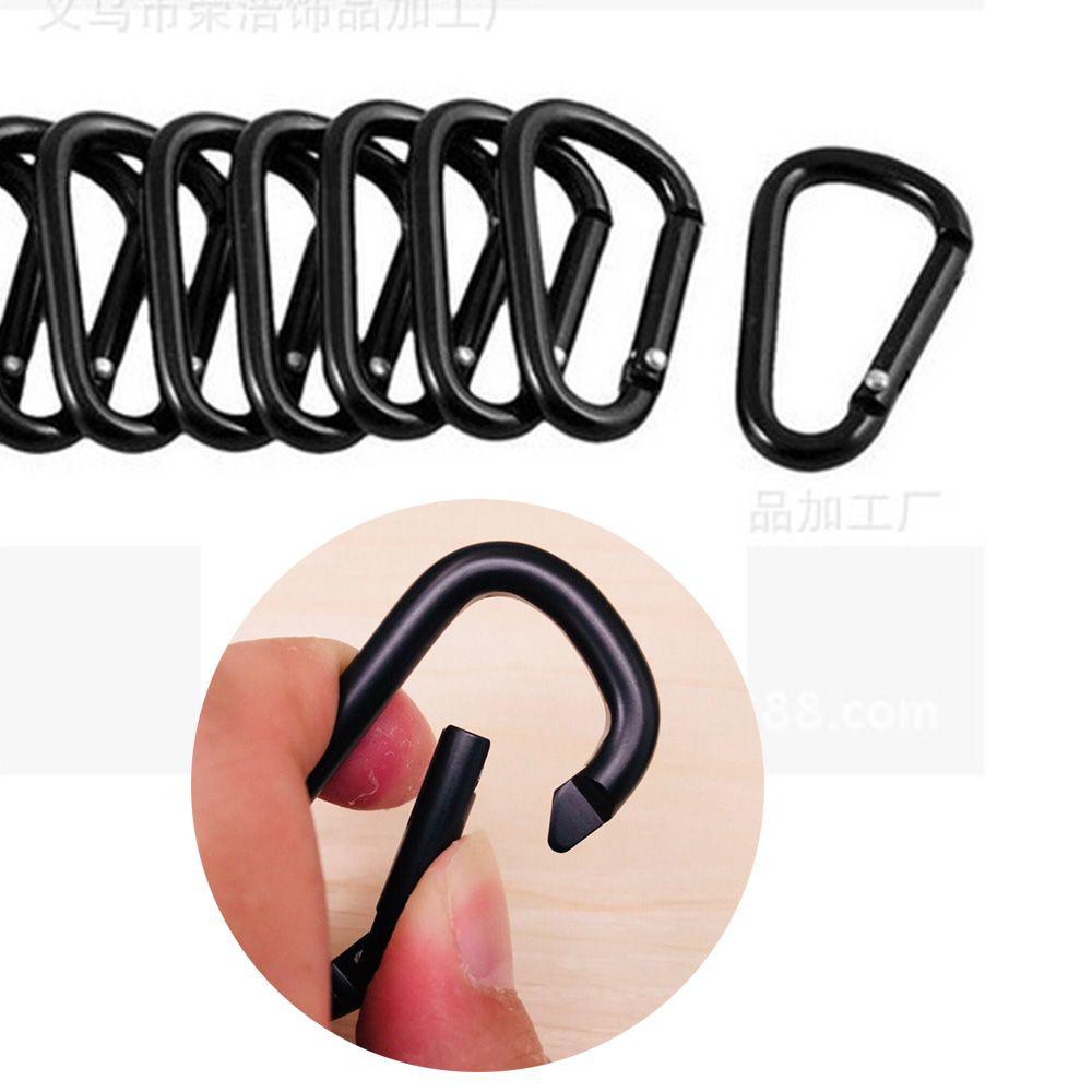 Chookyy1 /5 /10pcs Warna Hitam Tombol Panjat Hitam Olahraga Luar Ruangan Warna Hitam Peralatan Aluminium Alloy Carabiner