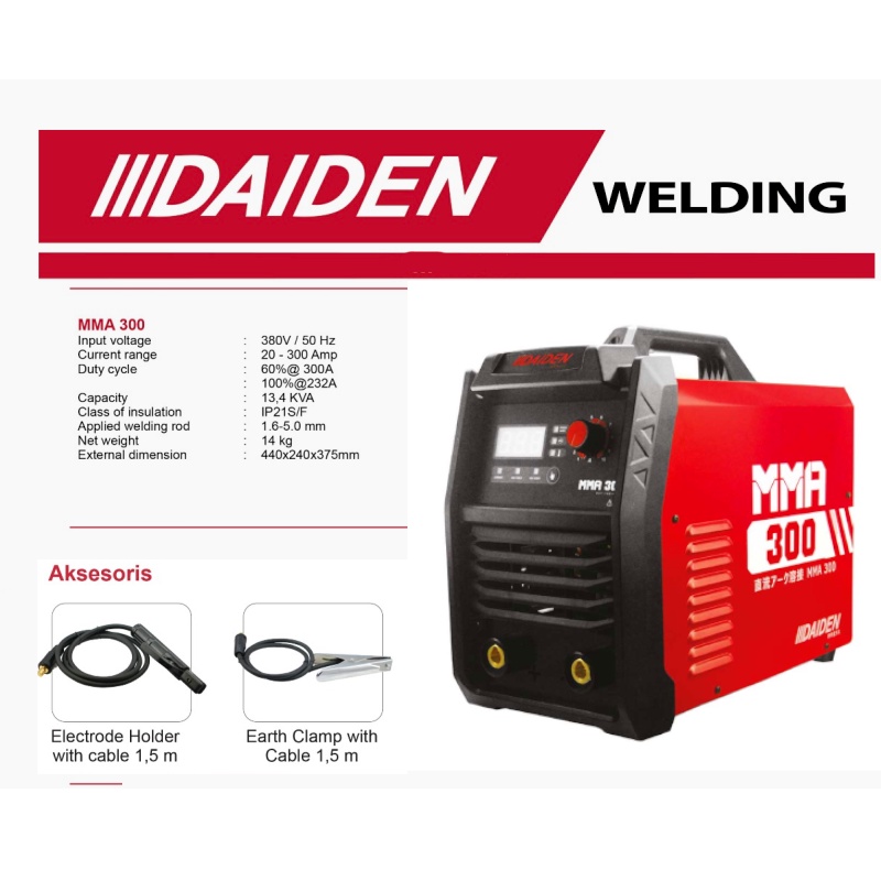 Mesin Las DAIDEN MMA 300 3Phase / Travo Las Inverter 300 - Trafo Mesin Las Listrik MMA300 380V DAIDEN