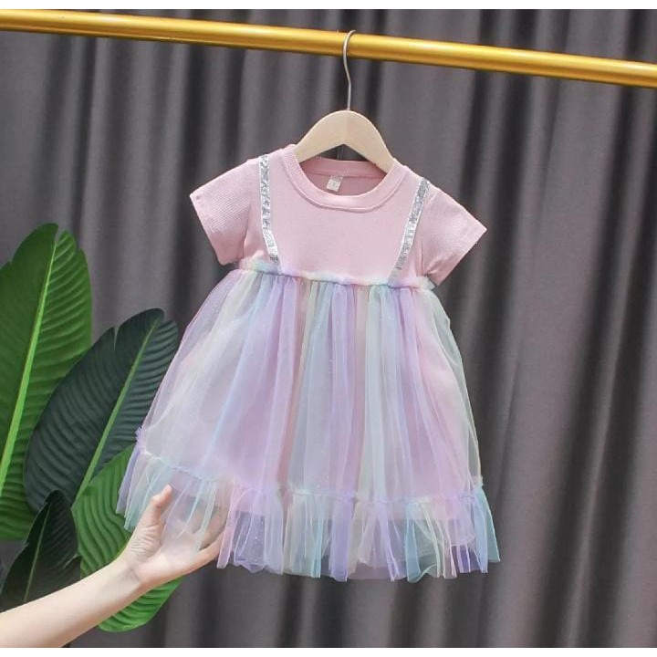 Juragan Junior [COD] CAMILLA Baju Dress Tutu Anak Perempuan Lengan Rajut Bahan Katun Usia 1-3 Tahun