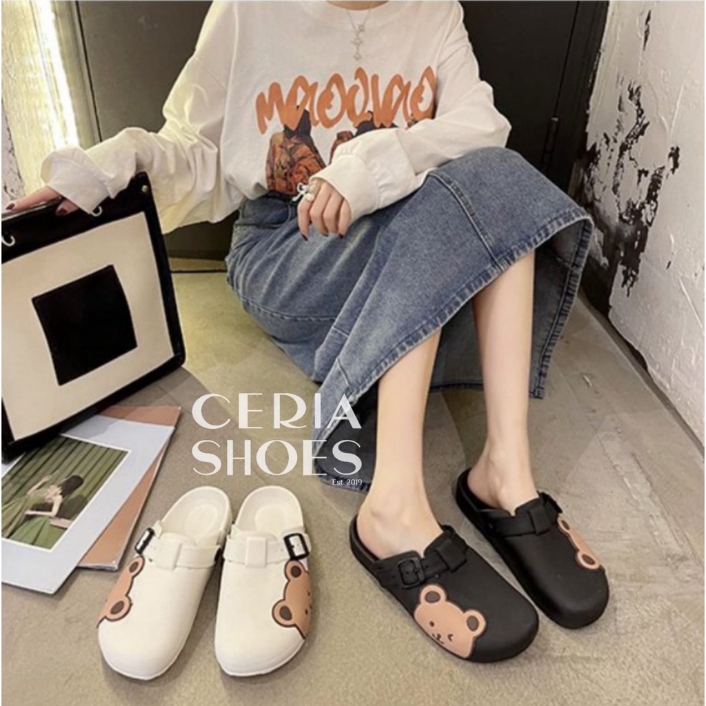 BALANCE Sandal Jelly Korean Bear Wanita Import Bahan Karet Halus Empuk Elastis Anti Slip