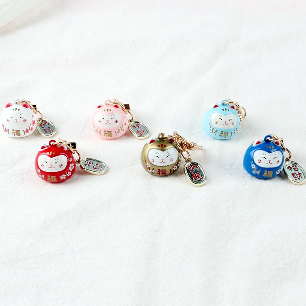 Needway  Fashion Jewelry Maneki Neko Keyrings Ornaments Gifts Pendant Lucky Cat Keychains New Cute Silicone Charm Cartoon Door Key Bag Decoration/Multicolor