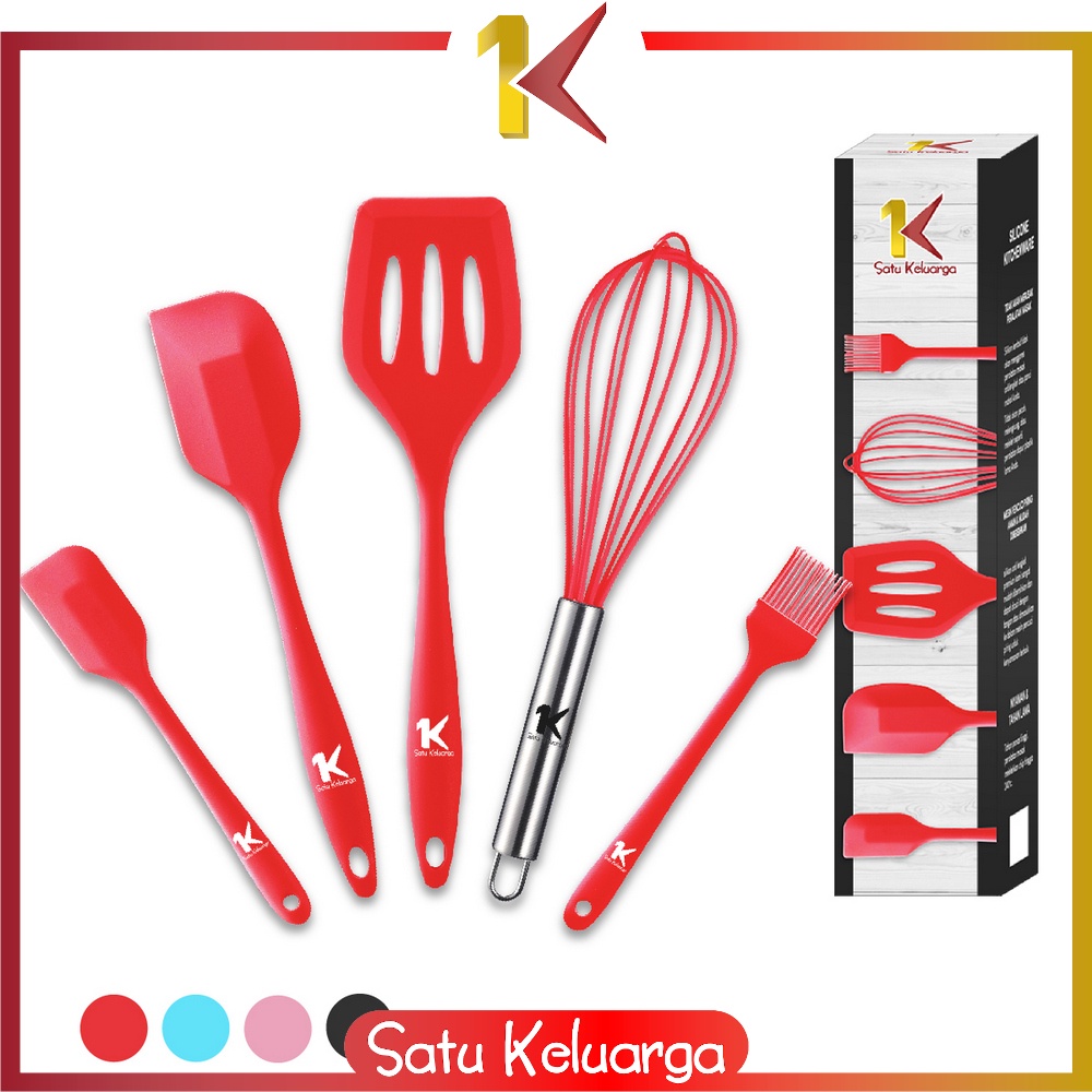 SK-C275 Sutil Silikon Set 5IN1 Silicone Kitchen Utensils Set / Peralatan Dapur Spatula Set Silikon Tahan Panas / Perlengkapan Masak-3