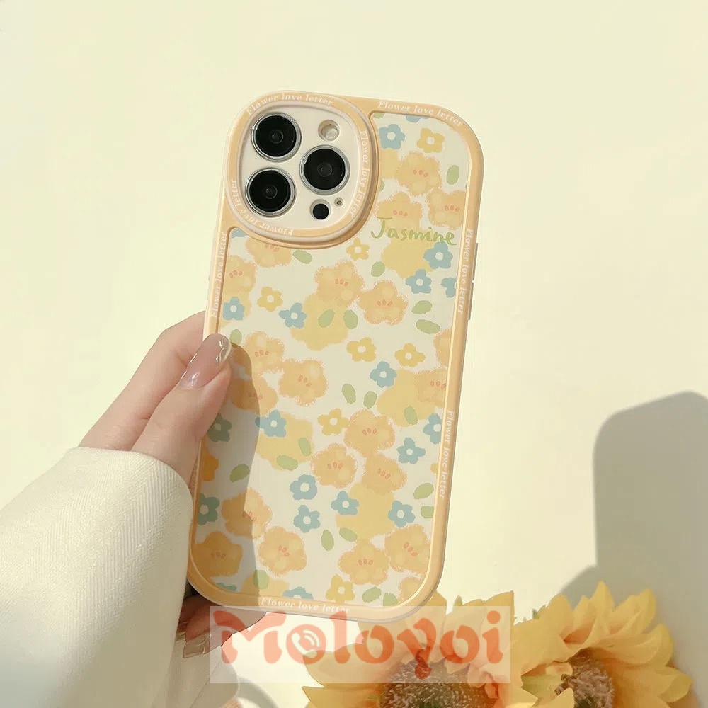 Soft Case TPU Motif Bunga Kuning Gaya Retro Untuk IPhone 7 8 Plus X XR 11 13 112 Pro Max XS Max 7 Plus 8 Plus 6 6s SE 2020