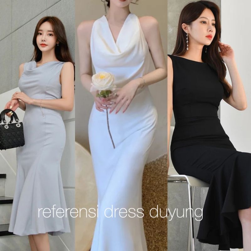 preloved second dress 7/8 putih / dress duyung hitam wanita pesta / dress brokat / dress premium