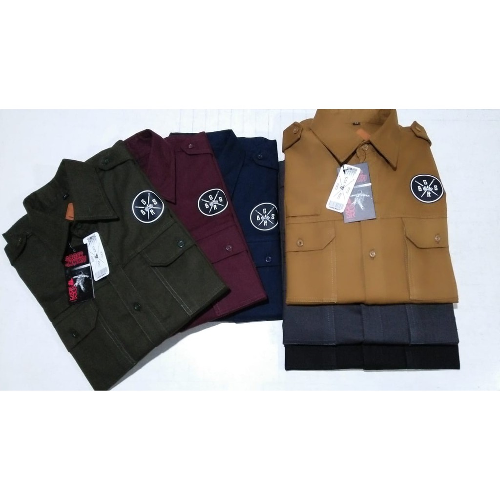 Kemeja Tactikal Kanvas BGSR Original - Hijau Army