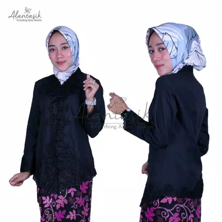 Alantasik - kebaya encim bordir putih tangan panjang LN /KEBAYA SULAM Senada/ R.6 /R.7-8