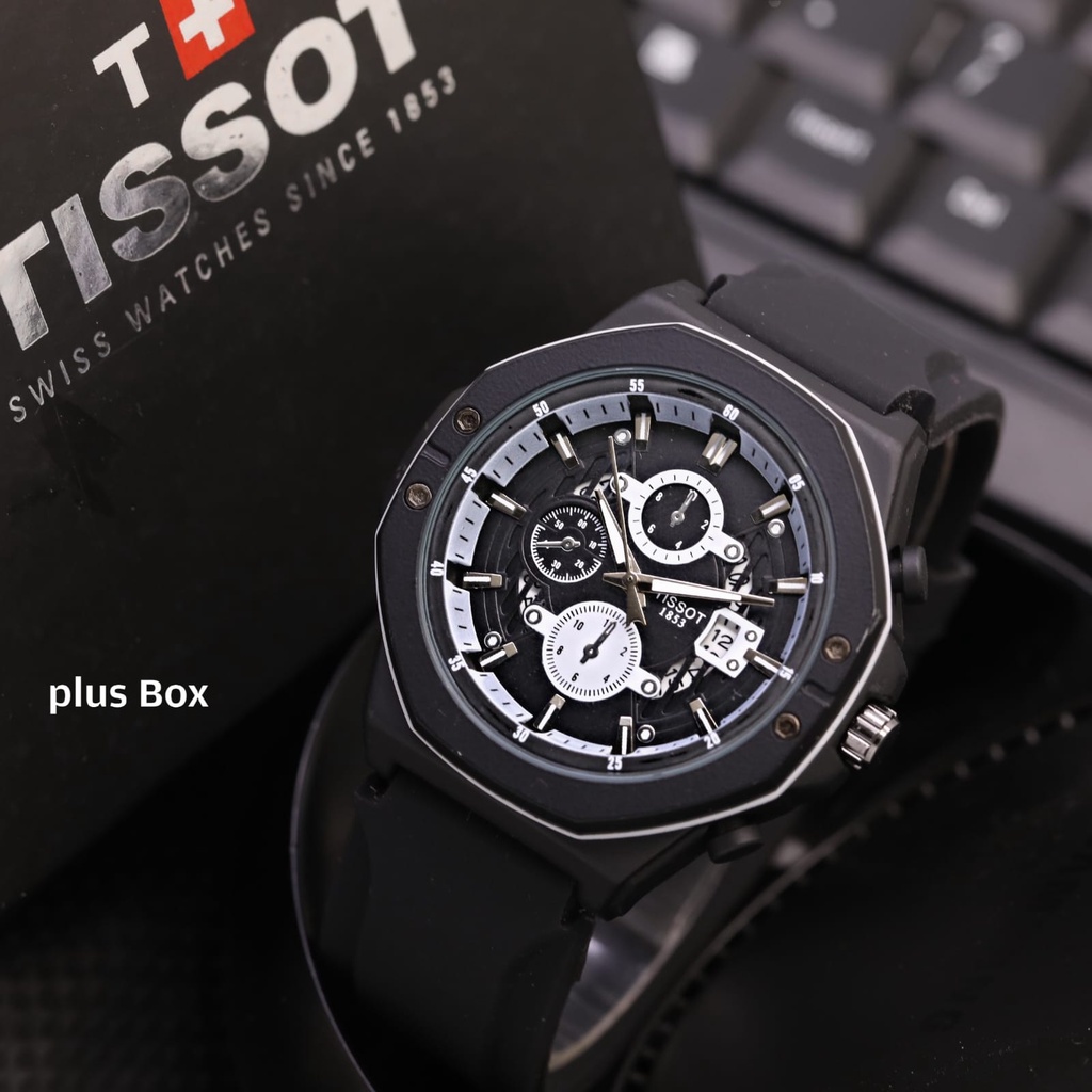 Jam Tangan Pria L3708S Tali Rubber Tanggal Aktif Free Box Exclusive &amp; Baterai