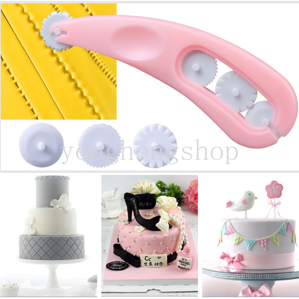 4 Roda Pemotong Fondant / Icing / Sugar Craft DIY Untuk Dekorasi Kue