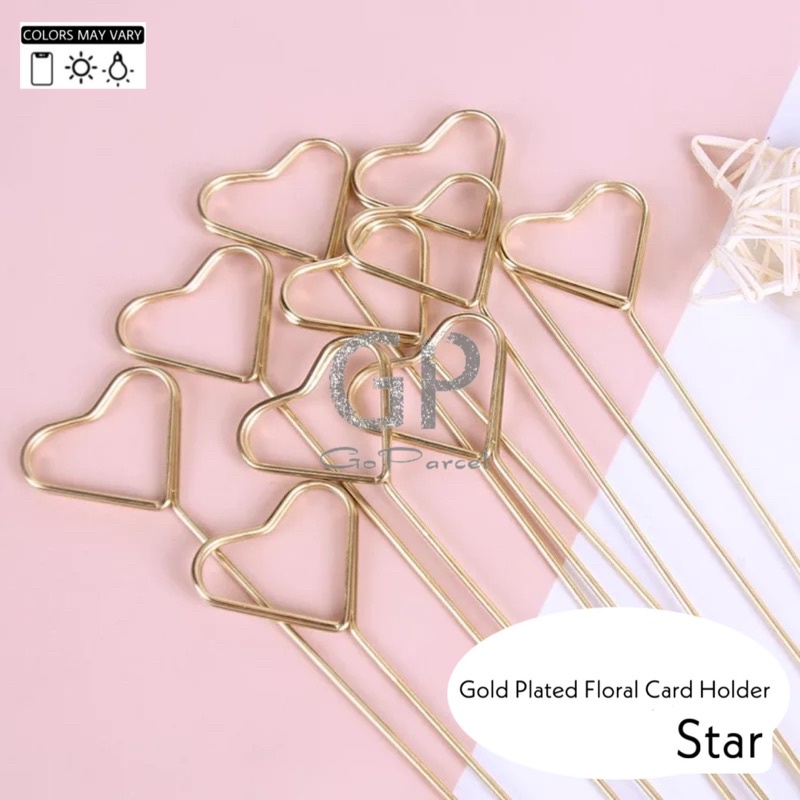 STICK CARD / KOREAN METAL FLOWER CARD HOLDER SHAPE HEART / ROUND / GAGANG KARTU UCAPAN - TANGKAI KARTU BULAT BUNDAR HATI VALENTINE MOTHERS DAY HARI IBU