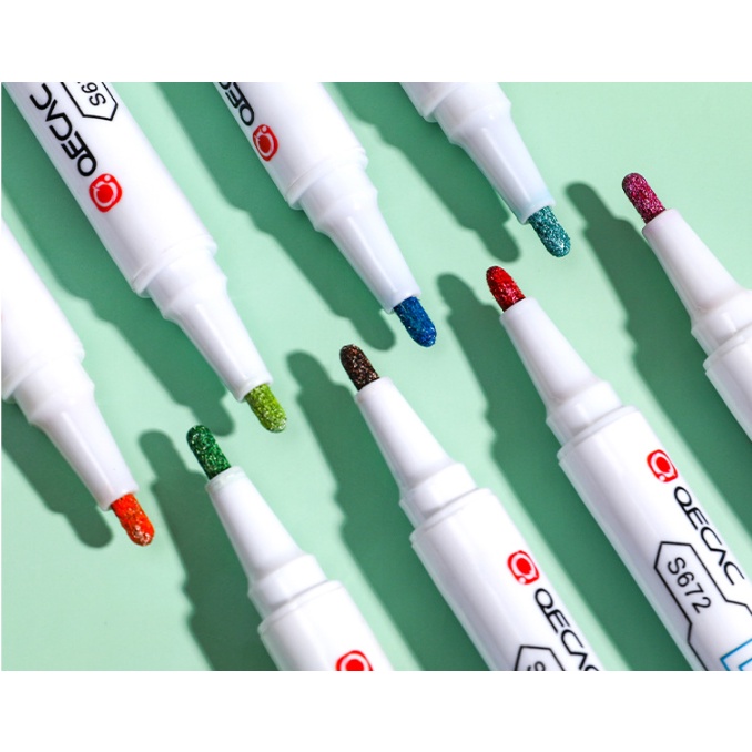 Outline Pen Line MARKER / Spidol Marker Tebal Gliter Mengkilap bisa untuk Buku Hitam / Marker Kilap 8 in 1 / Spidol Warna Mengkilap / Marker Warna-Warni Glitter