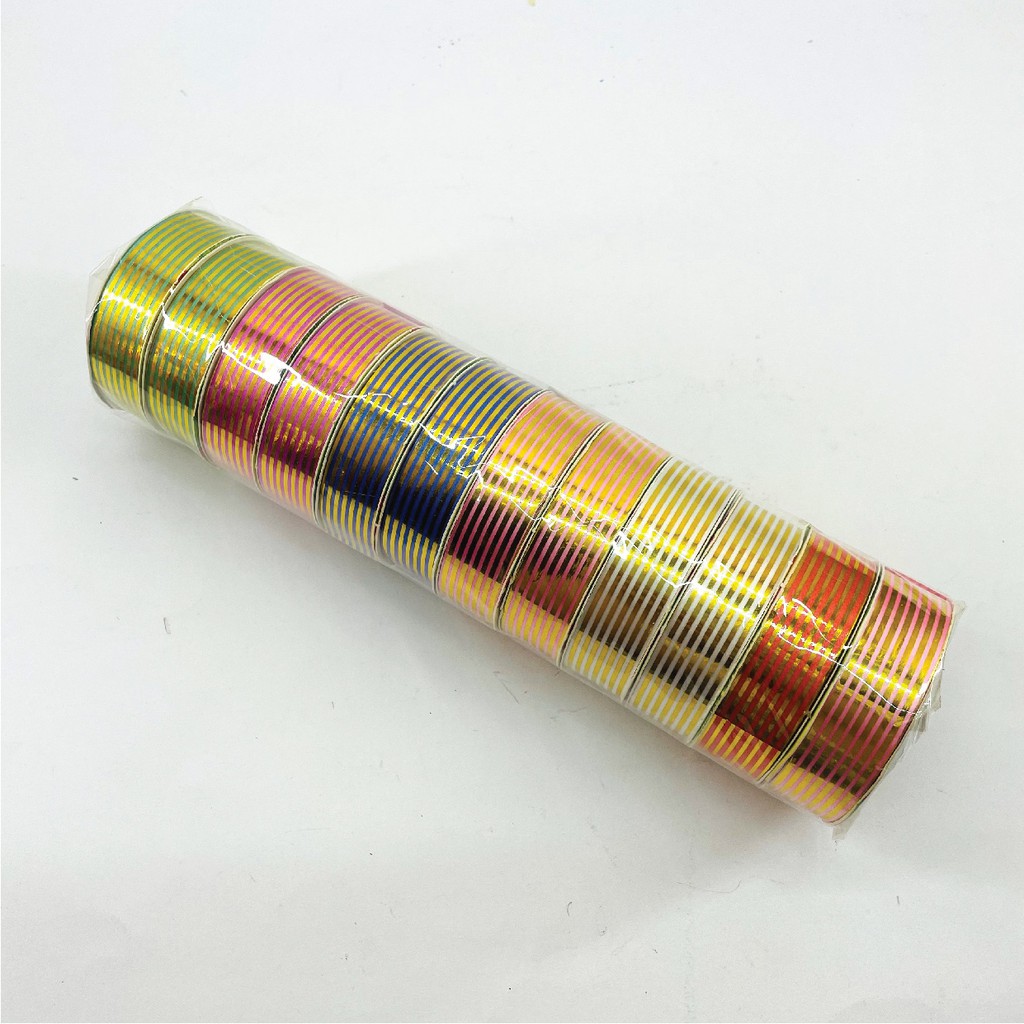 

PITA KADO 18MM METALIK VIS-1 309 MOTIF 7 GARIS