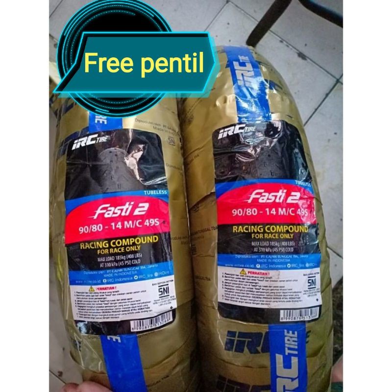 ban irc fasti 2 ring 14 sepasang 90/80-14 racing compound