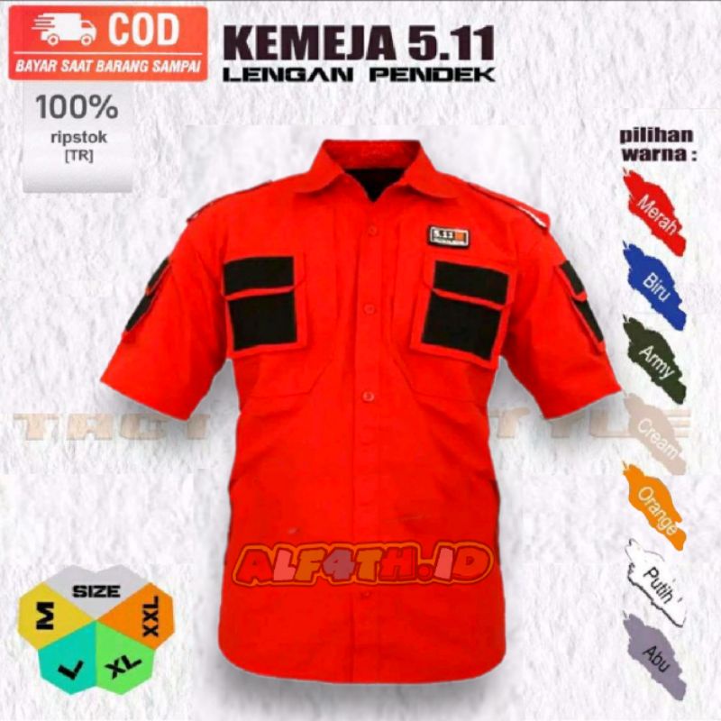 kemeja Tactical 5.11 pendek | Baju Kemeja Taktikal Lapangan | Polisi | Army