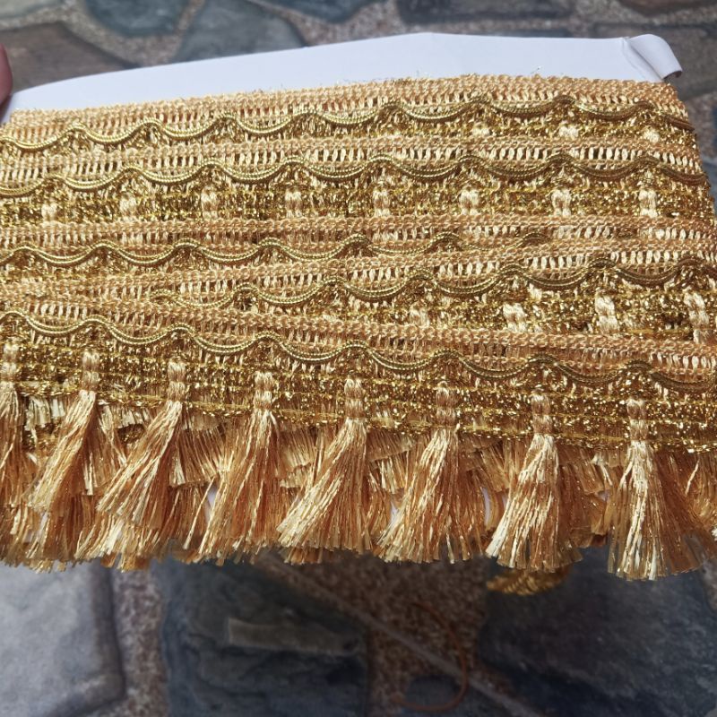 Renda Emas Renda Perak Renda Rumbai Glitter Payet per Roll