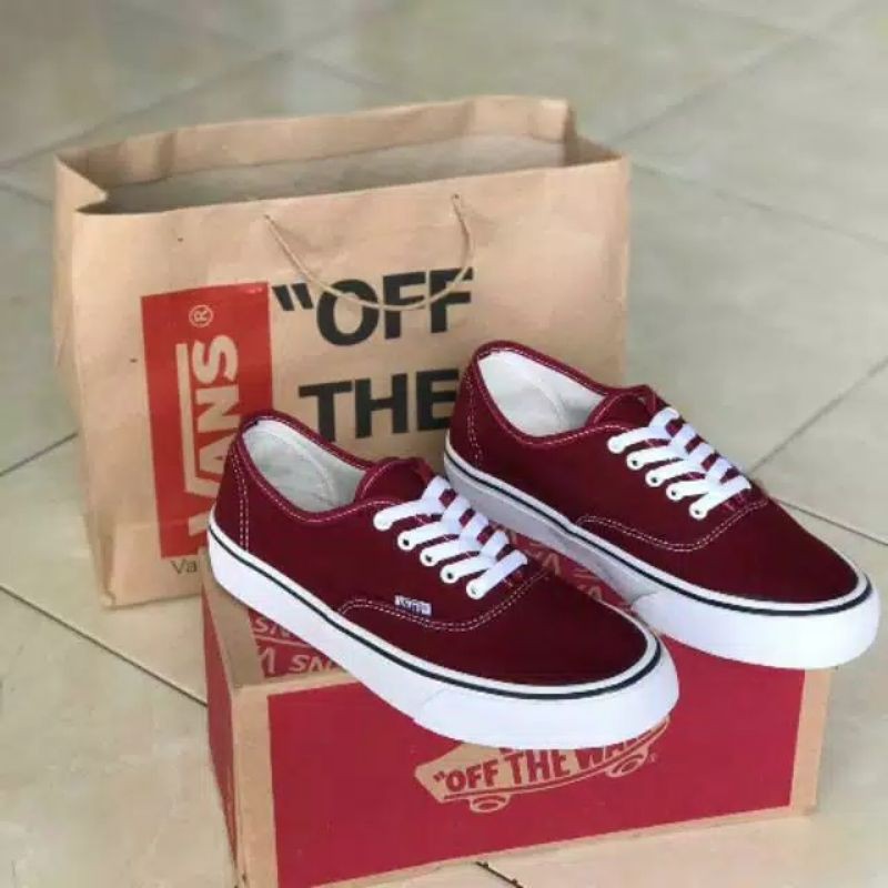 SEPATU VANS AUTHENTIC MAROON CLASSIC 100% BNIB IMPORT WAFFLE IFC MADE IN CHINA