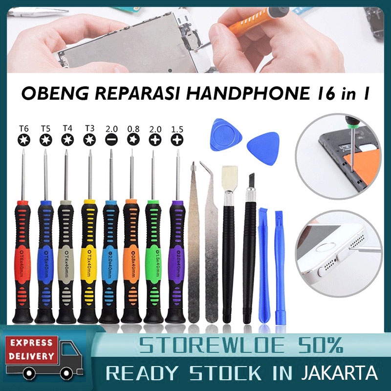 16 in 1 Reparasi Handphone Toolkit Smartphone Iphone xiaomi Alat Samsung OPPO VIVO Tool Kit