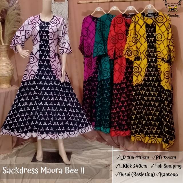 SACKDRESS MAURA BEE II  RUMINA BATIK DASTER BATIK CAP BATIK PEKALONGAN HALUS RAYON SUPER ADEM BUSUI