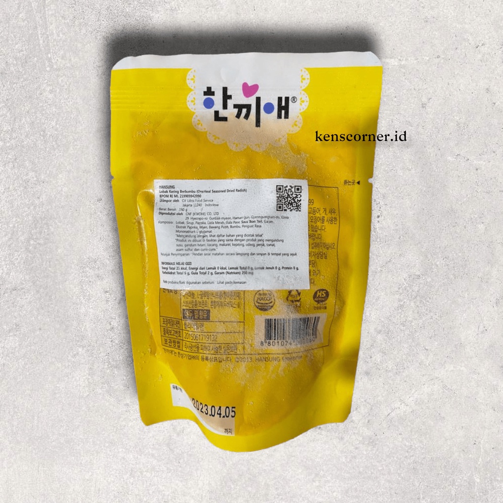 Hansung Onemeal Seasoned Dried Radish / Lobak Kering Berbumbu Korea / Lobak Kering Import