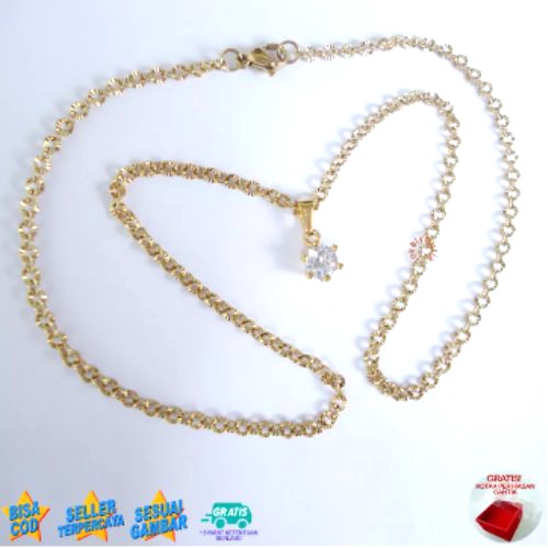 Lovelybutik - Kalung Wanita Titanium Anti Karat Anti Luntur Kalung Titanium Model Terbaru Lar4 Model Kalung Liontin Permata Bonus Tempat Perhiasan