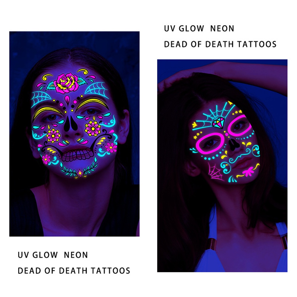 1 Lembar Stiker Tato Wajah Sementara Anti Air Dengan Perekat Untuk Pesta Halloween