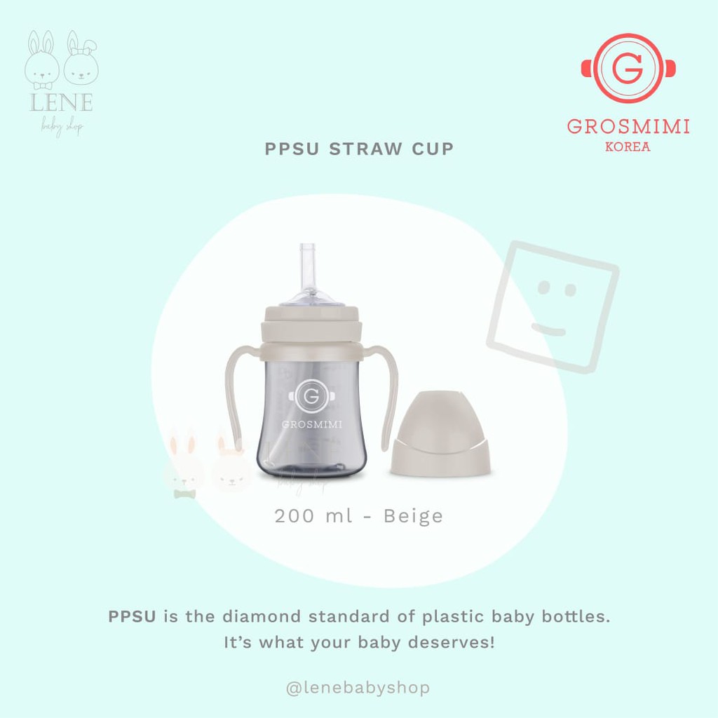 Grosmimi PPSU Straw Cup Dark Series 200 ml &amp; 300 ml